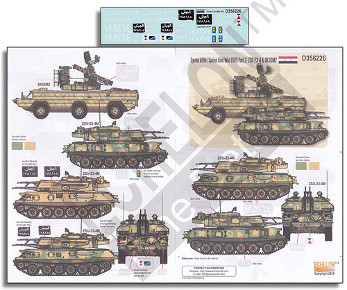 Syrian AFVs (Syrian Civil War 2011) Part 2 ZSU23-4 & 9K33M2 1/35 Echelon Decals