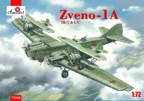 Soviet Zveno-1A TB-1 Mothership Aircraft w/2 I-5 Soviet Fighters 1/72 A-Model
