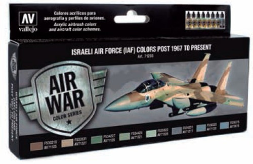 Israeli Air Force Post 1967 to Present Model Air Paint Set (8 Colors) 17ml Vallejo Paint