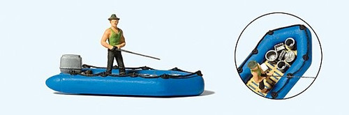 Angler (Fishman) in Dighy Boat HO Scale Preiser Models