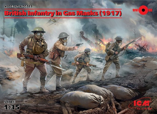 British Infantry in Gas Masks with Weapons & Equipment 1917 1/35 ICM Models