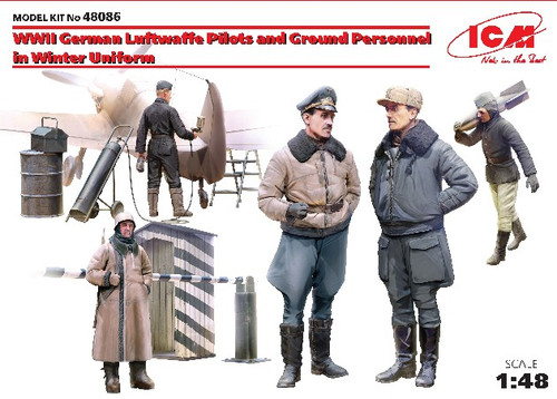 WWII German Luftwaffe Pilots & Ground Personnel in Winter Uniforms 1/48 ICM Models