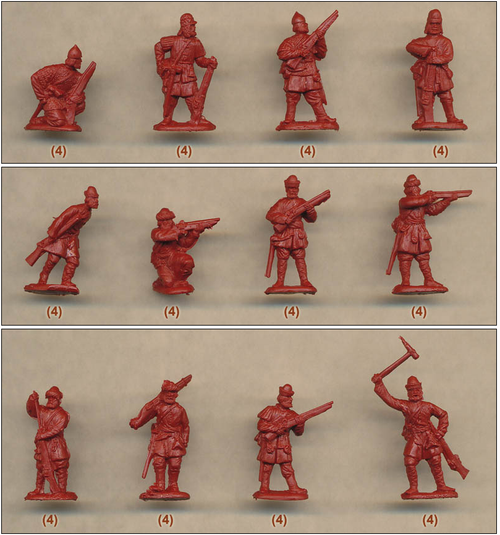 Moscow Infantry (Pishalniki) XVI Century Set (48) 1/72 Red Box Figures