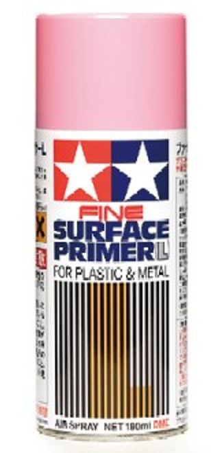 Fine Surface Pink Primer L for Plastic & Metal (180ml Spray) Tamiya Paints