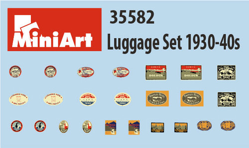 Luggage Set 1930-40s (Dock Cart, Pram, Suitcases & Bags) 1/35 Miniart