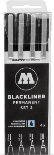 Blackliner Pen 4pc Set #2 (.3, .5, .7, 1mm) Molotow Markers