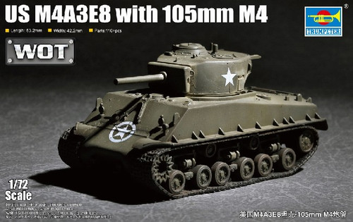 US M4A3E8 Tank w/105mm M4 Gun 1/72 Trumpeter