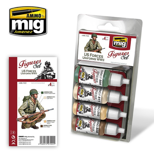 US Forces Uniforms WWII Paint Set AMMO of Mig Jimenez