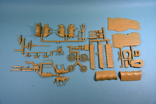 Western Covered Wagon w/2 Oxen, 1 Horse & 3 Figures 1/48 Glencoe