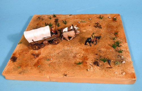 Western Covered Wagon w/2 Oxen, 1 Horse & 3 Figures 1/48 Glencoe