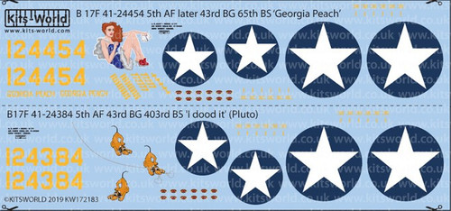 B-17F Heavies over Pacific Georgia Peach, I Dood It! (Pluto) 1/72 Warbird Decals