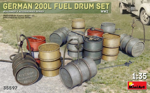WWII German 200L Fuel Drum Set (12) 1/35 Miniart