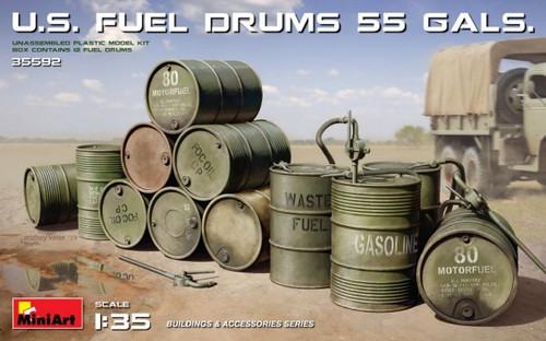 US 55 Gals. Fuel Drums (12) 1/35 Miniart