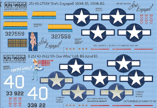 B-25J She's Engaged, Oh Dee Whiz 1/72 Warbird Decals