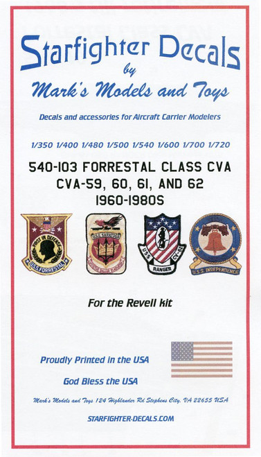 USS Forrestal Class CVA-59/60/62 1960-1980s for RVL 1/540 Starfighter Decals