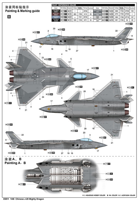 Chengdu J-20 Mighty Dragon Fighter 1/48 Trumpeter