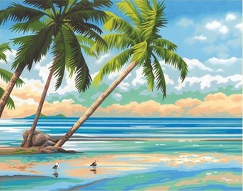 Tropical View Paint by Number (14"x11") Dimensions