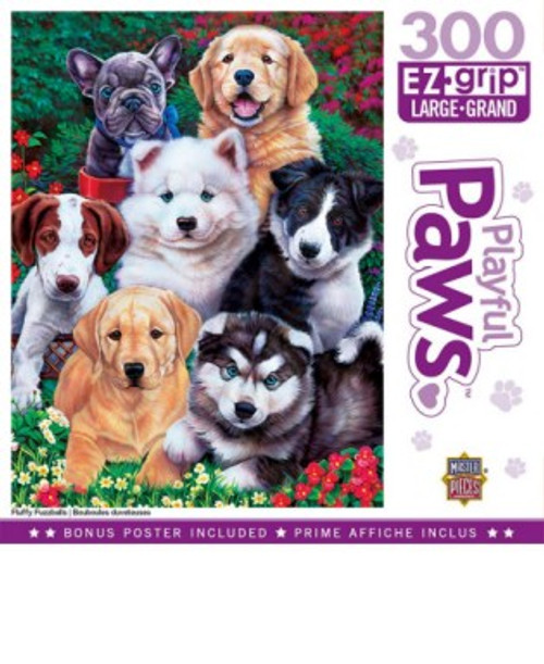 Playful Paws: Fluffy Fuzzballs Dogs EzGrip Puzzle (300pc) Masterpieces Puzzles