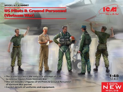 US Pilots & Ground Personnel Vietnam War (5) 1/48 ICM Models
