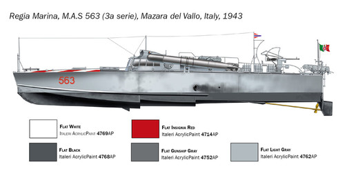 MAS 563/568 Italian Torpedo Boat w/6 Crew 1/35 Italeri