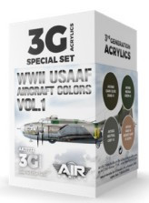 Air Series: WWII USAAF Aircraft Vol.1 Acrylic Paint Set (4 Colors) 17ml Bottles AK Interactive