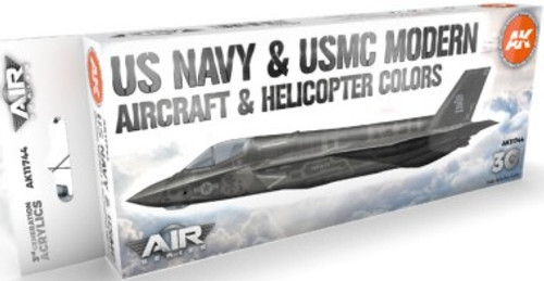 Air Series: US Navy & USMC Modern Aircraft & Helicopter Acrylic Paint Set (8 Colors) 17ml Bottles AK Interactive