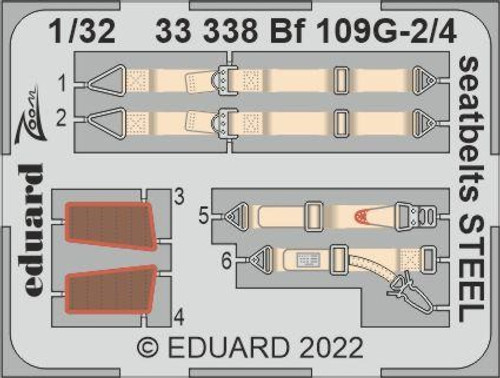 Bf 109G-2/4 Seatbelts for RVL (Painted) 1/32 Eduard