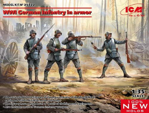 WWI German Infantry in Armor (4) 1/35 ICM Models