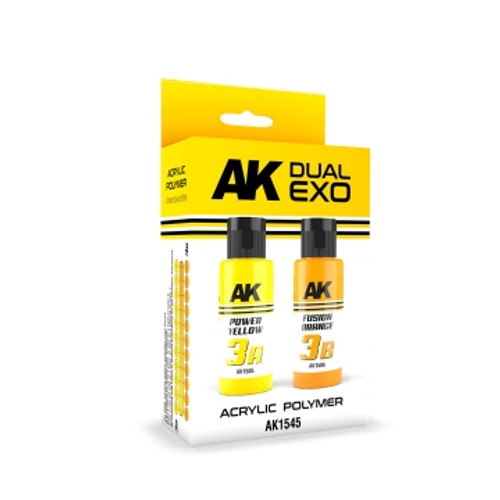 Dual Exo: Power Yellow & Fusion Orange Acrylic Paint Set 60ml Bottles AK Interactive