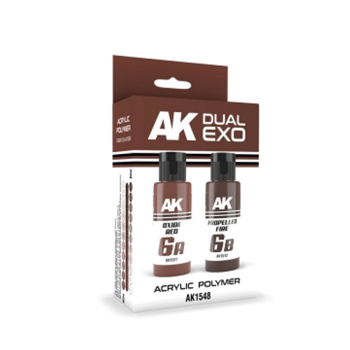 Dual Exo: Oxide Red & Propeller Fire Acrylic Paint Set 60ml Bottles AK Interactive