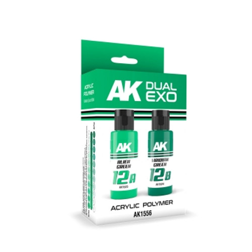 Dual Exo: Alien Green & Viridian Green Acrylic Paint Set 60ml Bottles AK Interactive