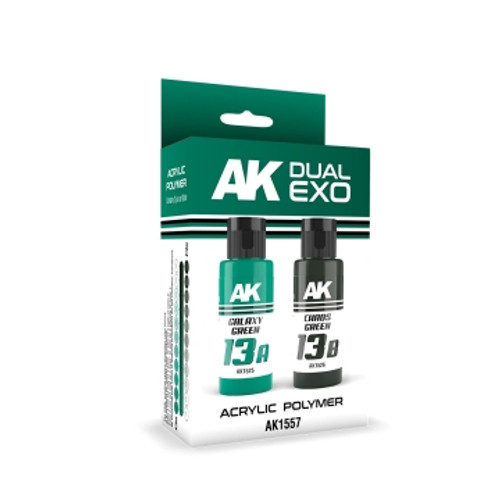 Dual Exo: Galaxy Green & Chaos Green Acrylic Paint Set 60ml Bottles AK Interactive