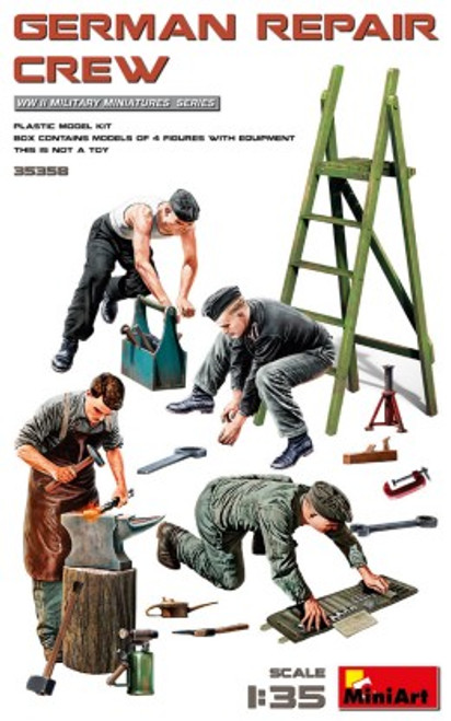 German Repair Crew (4) w/Tools 1/35 MiniArt