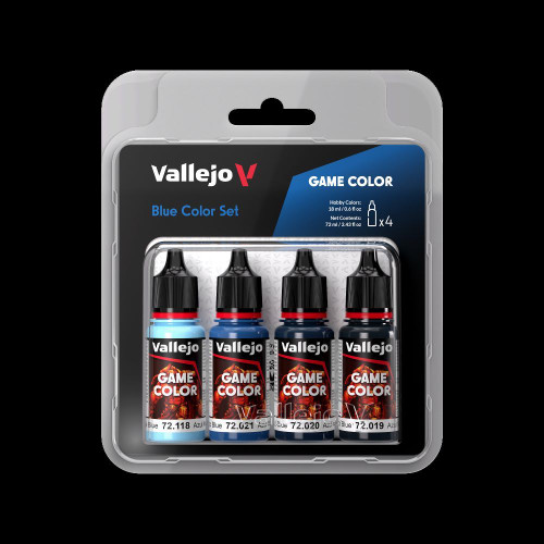 Blue (Base, Shadow, Light) Game Color Paint Set (4 18ml Bottles) Vallejo Paint