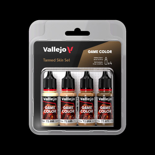 Tanned Skin (Base, Shadow, Light) Game Color Paint Set (4 18ml Bottles) Vallejo Paint