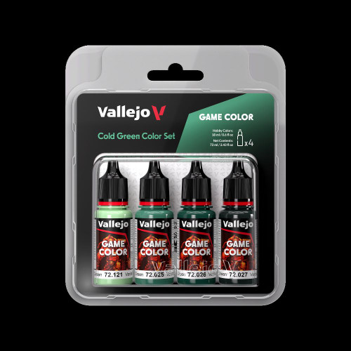 Cold Green (Base, Shadow, Light) Game Color Paint Set (4 18ml Bottles) Vallejo Paint