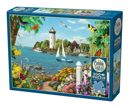 By the Bay (Lighthouse/Sailboat/Butterfly Garden) Puzzle (500pc) Cobble Hill Puzzles
