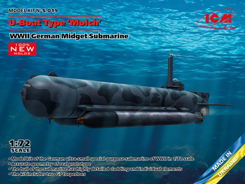 U-Boat Type Molch WWII German Midget Submarine 1/72 ICM Models