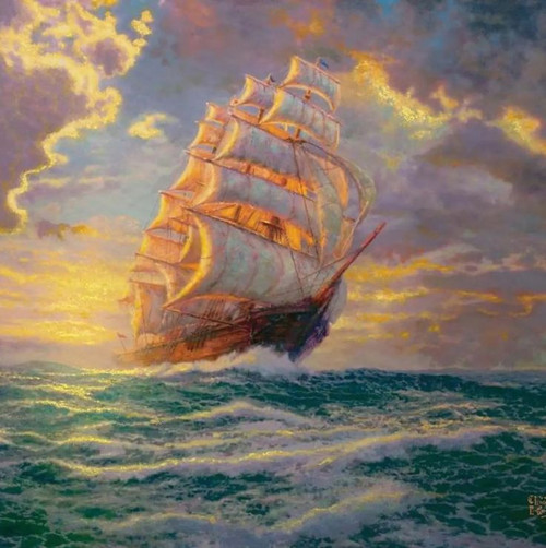 Courageous Voyage Sailing Ship Paint by Number (12"x12") Cobble Hill Puzzles