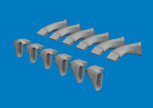Spitfire Mk VIII Exhaust Stacks Fishtail for ARX (Resin) 1/24 Eduard
