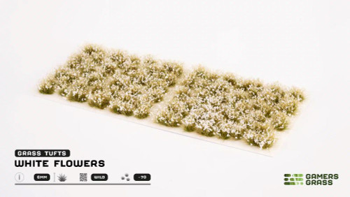6mm White Flowers Tufts (70) (Self Adhesive) Gamers Grass