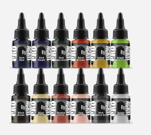 SET#1 Expansion Acrylic Paint Set (12 Colors) 22ml Bottles Monument Hobbies