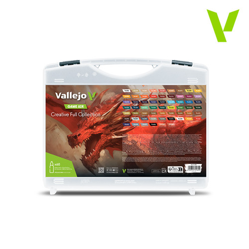 Game Air Paint in Storage Case (51 Colors, 7 Primers, 2 Auxiliaries 18ml Bottles) Vallejo Paint