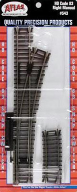 Code 83 Nickel Silver Manual Snap Switch Right HO Scale Atlas Trains