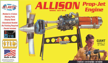 Allison 501-D13 Prop-Jet Engine w/Moving Parts & Stand 1/10