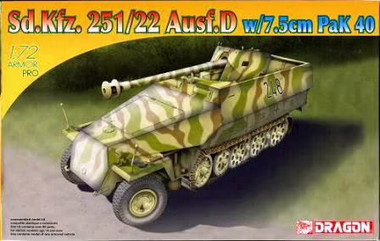 SdKfz 251/22 Ausf D Halftrack w/7.5cm PaK 40 Gun 1/72 Dragon