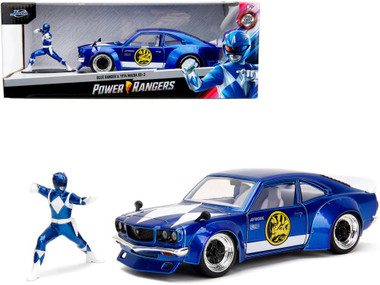 JADA MAZDA RX-3 カスタム/1974 Power Rangers 1974 Mazda RX3 w/Blue Ranger Figure 1/24 Jada