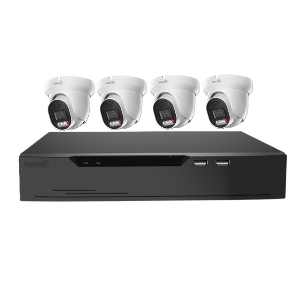 WatchAI 4K CCTV Kit - 4 x 8MP Turret Cameras with 8CH 2TB HDD NVR WatchAI 4K CCTV Kit - 4 x 8MP Turret Cameras with 8CH 2TB HDD NVR