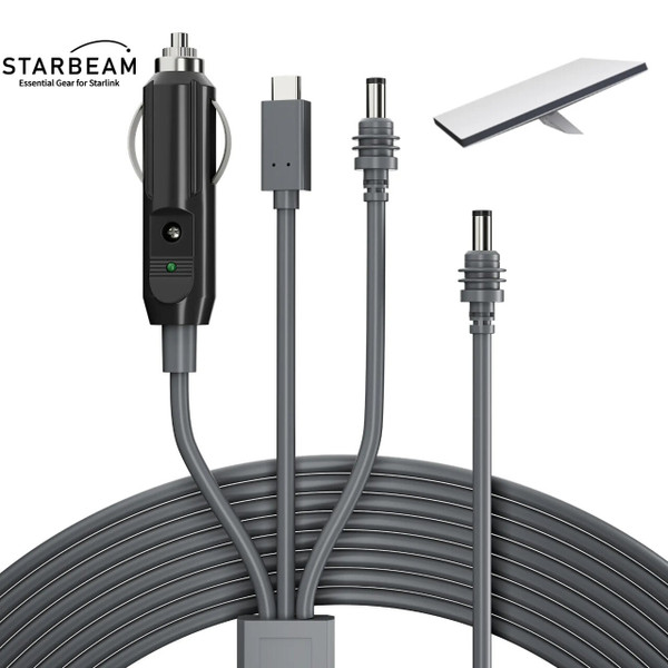 STARBEAM Starlink Mini 3-in-1 Car Charger + DC + USB-C 3m Power Cord