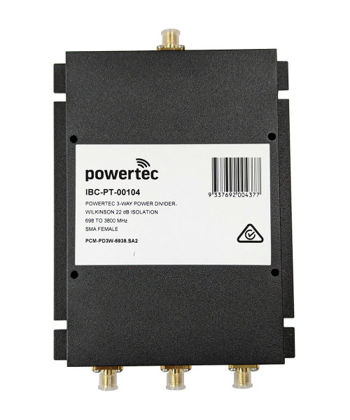 Powertec RF Power Divider 3-Way, 698 to 3800 MHz, SMA